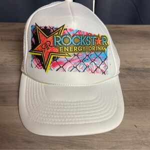 ROCKSTAR ENERGY DRINK PROMO SNAPBACK‎ TRUCKER HAT CAP WHITE